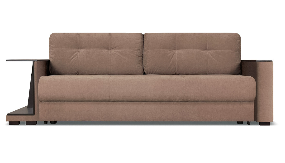 Прямой диван Анкона А со столиком коричневый велюр