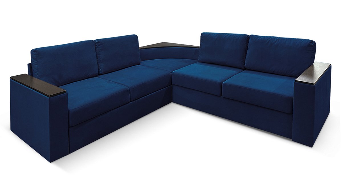 Угловой диван Фоборг со столиком Синий велюр