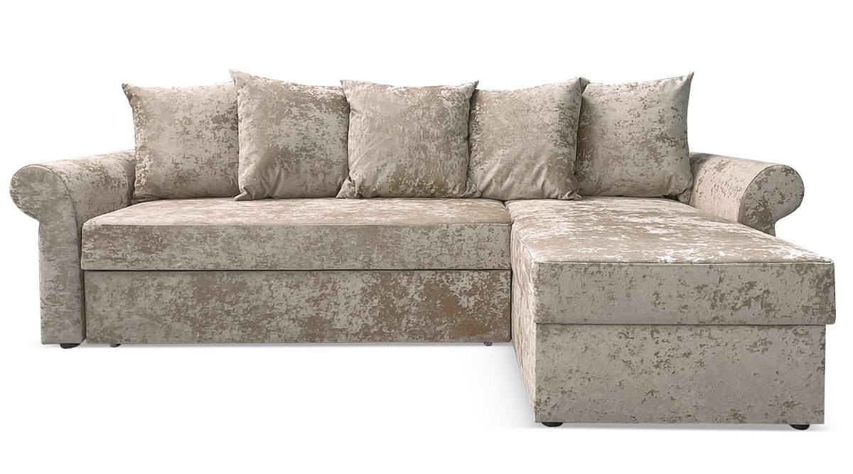 Угловой диван Астрид (Рейн) Бежевый велюр плюш