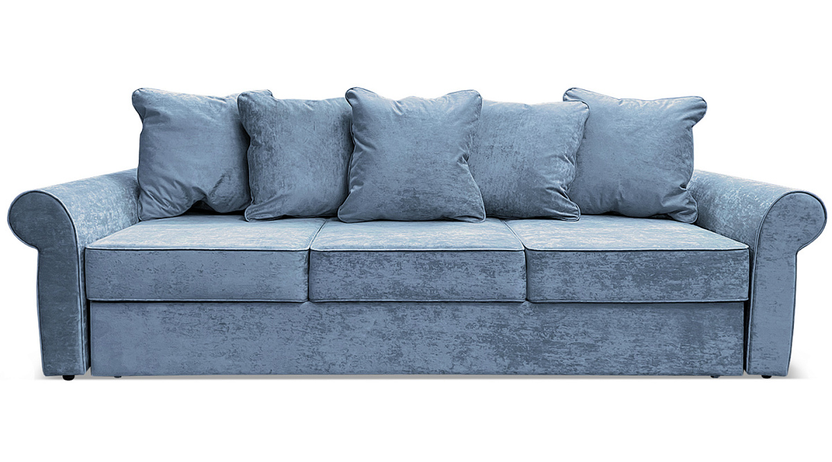 Прямой диван Арвика Голубой велюр плюш