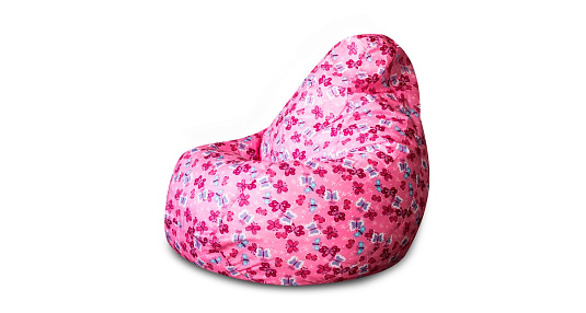 Кресло мешок груша L Розовые бабочки