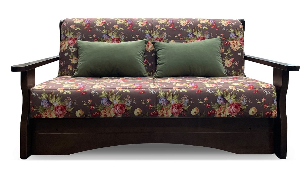 Прямой диван аккордеон Креско  Д  Велюр  Шоколадный/цветы