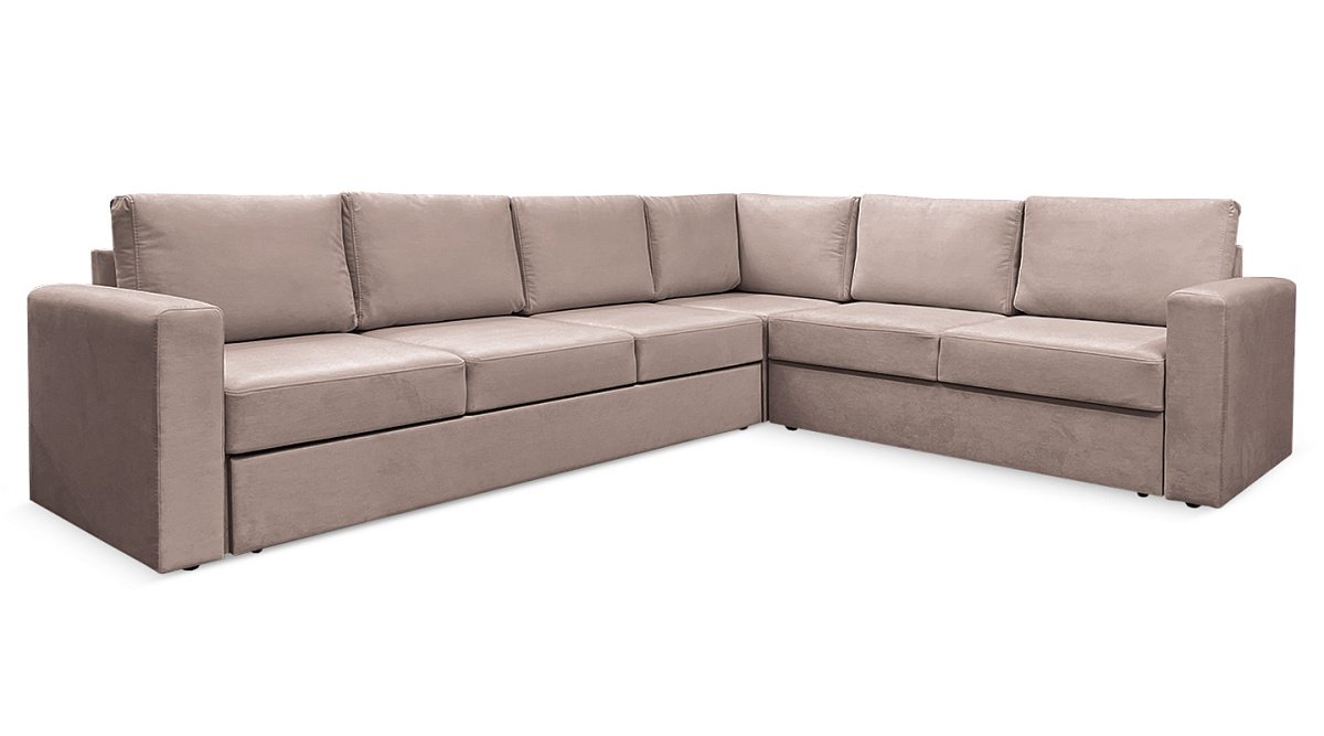 Угловой диван Шелл Бежевый велюр
