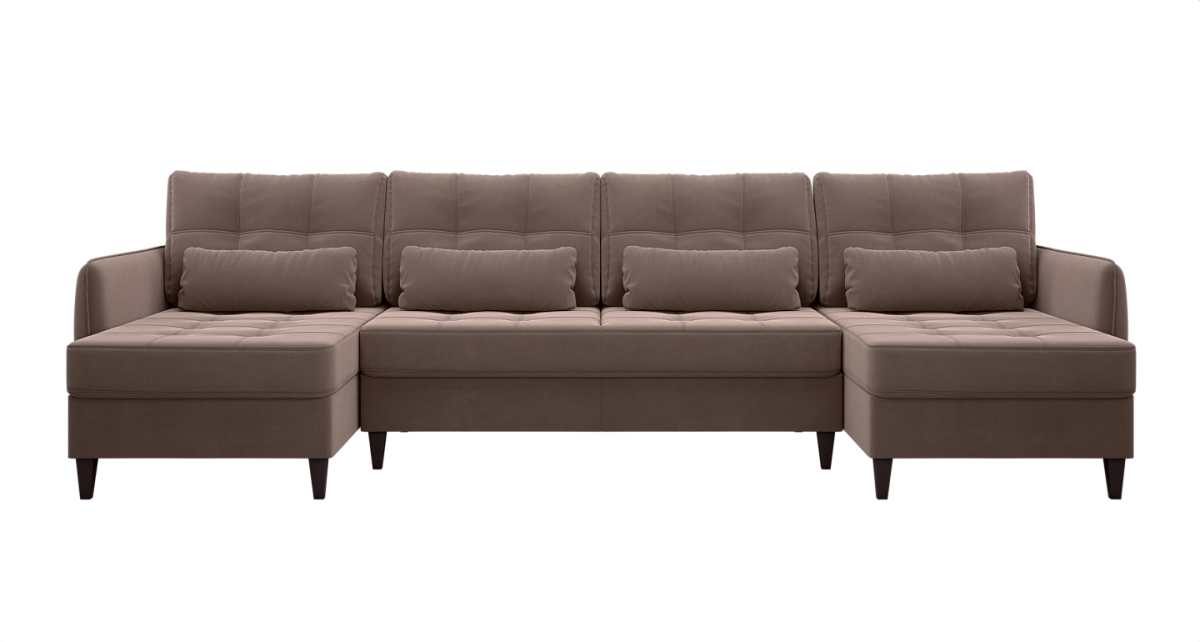 П-образный диван Ультра Темно бежевый велюр