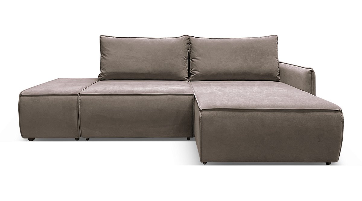 Угловой диван Киото Серо-Бежевый велюр