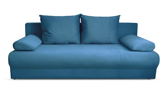 Прямой диван еврокнижка Аверса синий велюр